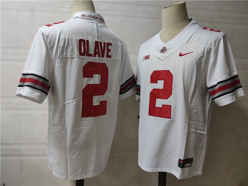 Men Ohio State Buckeyes 2 Olave White Nike 2025 NCAA Jersey
